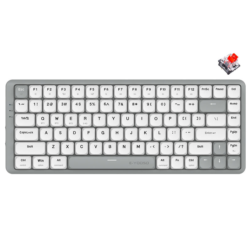 E-Yooso Z-84 Tri-Mode RGB 84-Keys Mechanical Keyboard White/Grey (Red Switch)