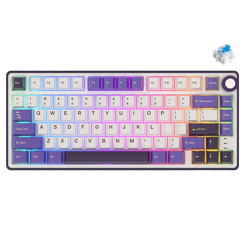 Royal Kludge R75 QMK Single-Mode RGB 81-Keys Hot-Swappable Mechanical Keyboard Blackberry Mousse