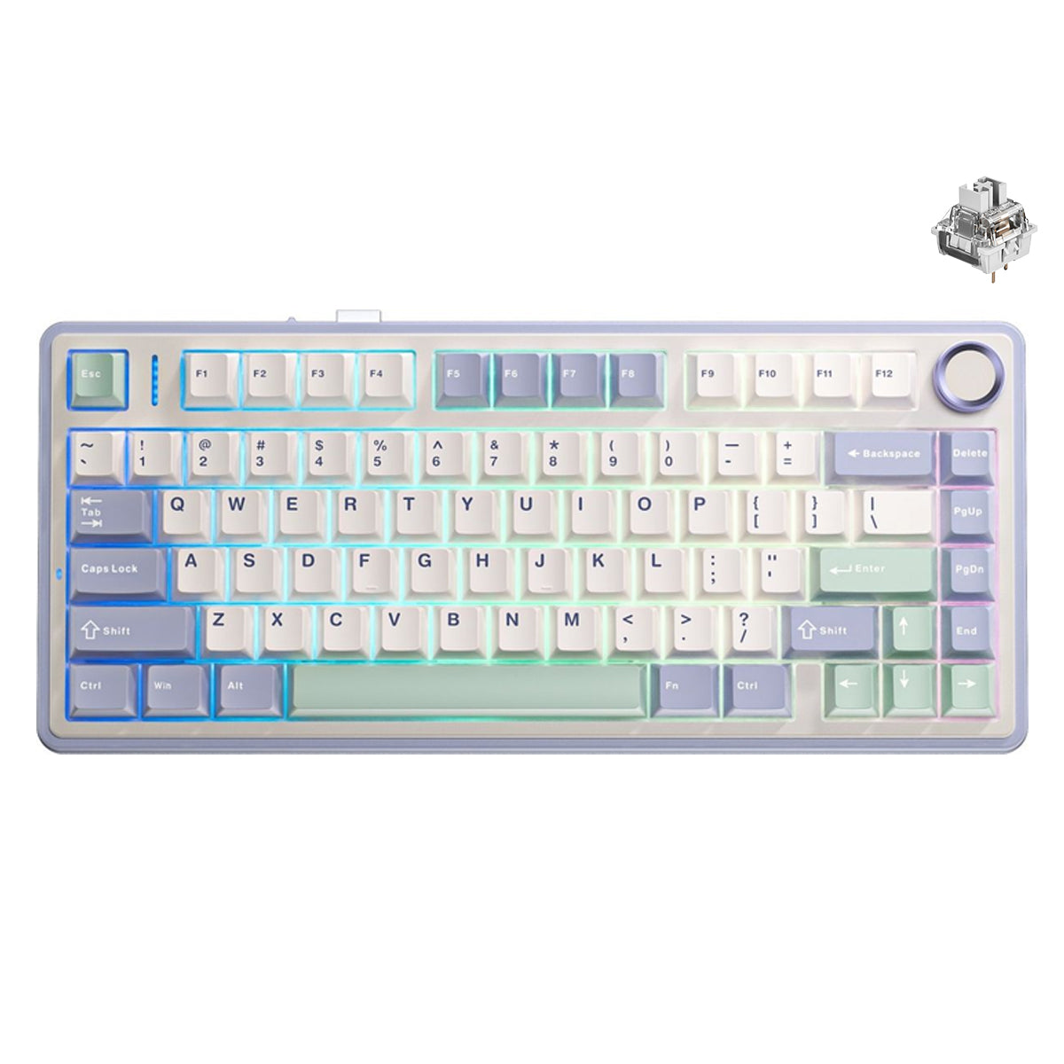 Aula F75 Wireless & Bluetooth 80 Keys Mechanical Keyboard (Purple/Beige/Lightgreen)