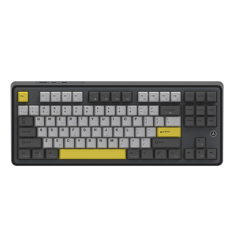 Ajazz AK870 RGB Tri-Mode 87-Keys TKL Gasket-mounted Hot Swappable Mechanical Keyboard (Black/Grey/Yellow) (Gift Switch)