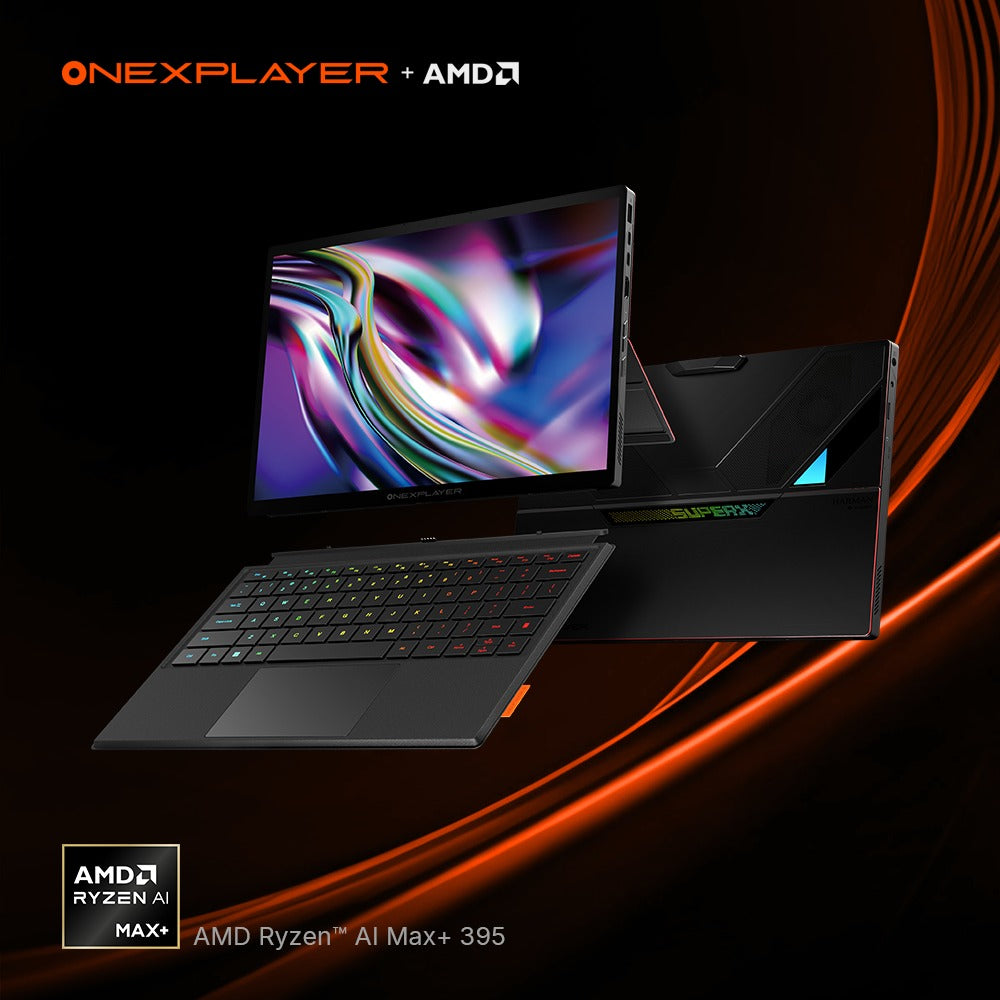 OneXPlayer Super X Liquid Version AMD Ryzen AI Max+ 395 14" 2880x1800 AMOLED Windows 11 Gaming Tablet-Laptop Hybrid + Super X Keyboard + Super X Storage Case + Super X Charger (48GB LPDDR5x RAM + 1TB SSD, 128GB LPDDR5x RAM + 2TB SSD)