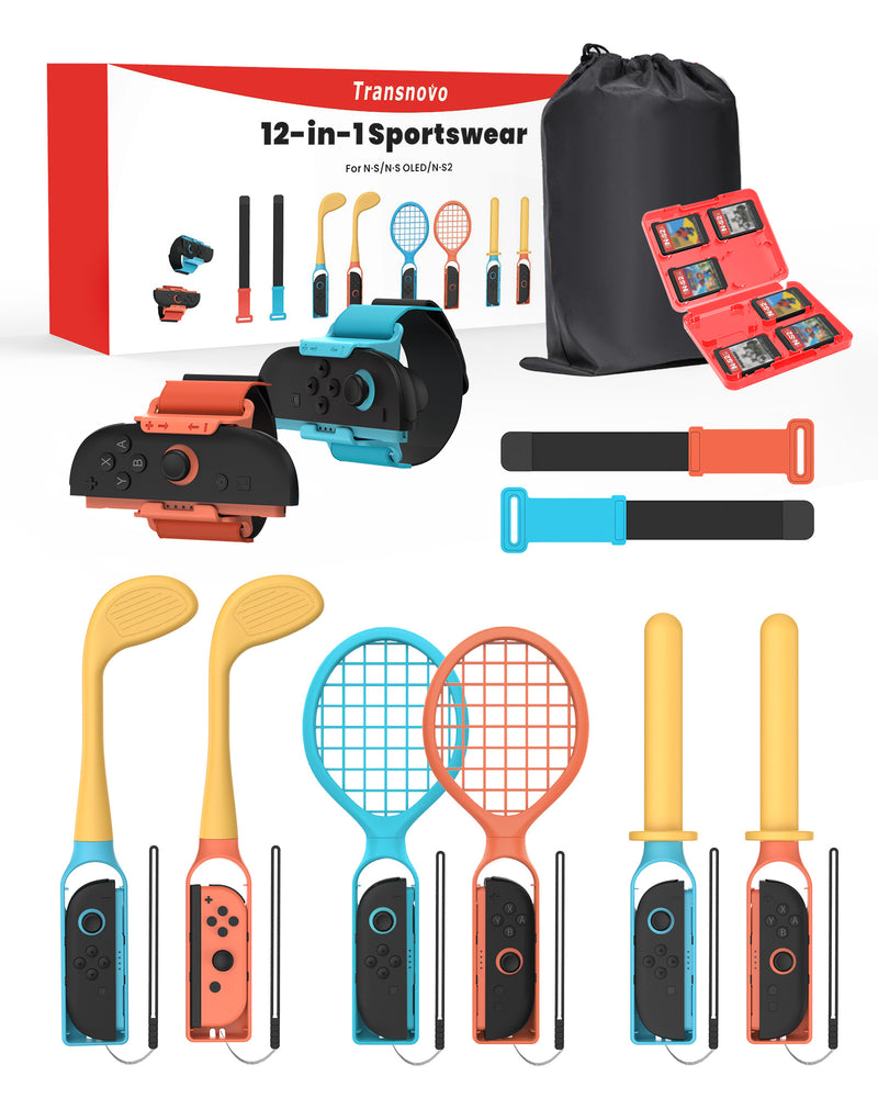 Transnovo 12-in-1 Sportswear Accessories Bundle for Nintendo Switch 2 Joy-Pad (Blue/Orange) (NS2-GA01)
