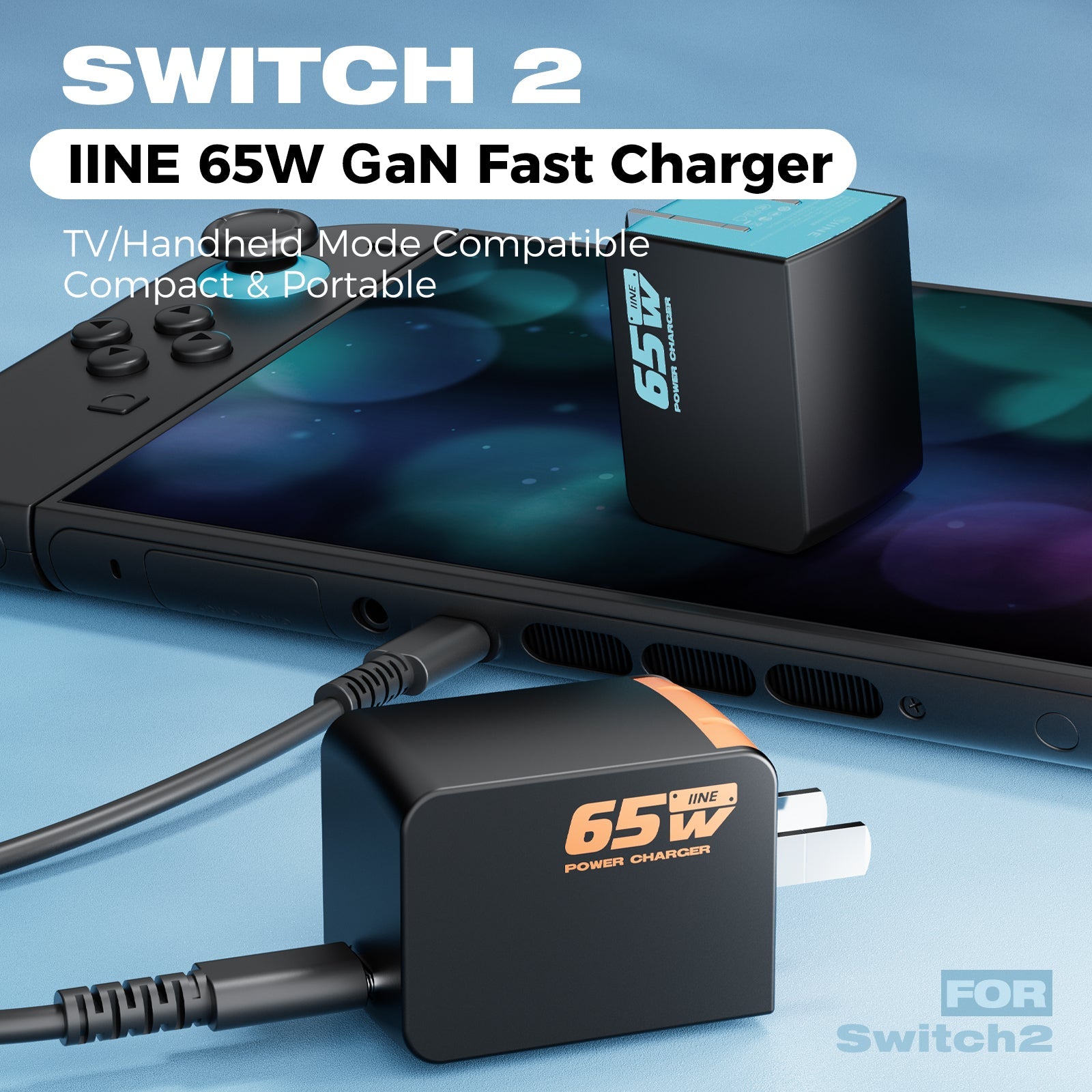 IINE 65W GaN Fast Charger for Nintendo Switch 2