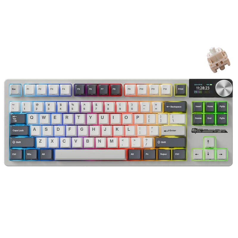 Royal Kludge RK-S85 Tri-Mode RGB 85 Keys Hot Swappable Mechanical Keyboard White Night