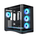 Sama V62 Mid-Tower Curved Panoramic TG Panel PC Case with 7x Pre-Installed ARGB Infinity Fans (Black, White) (V62-BKADA7X1-GL, V62-WHADA7X1-GL)