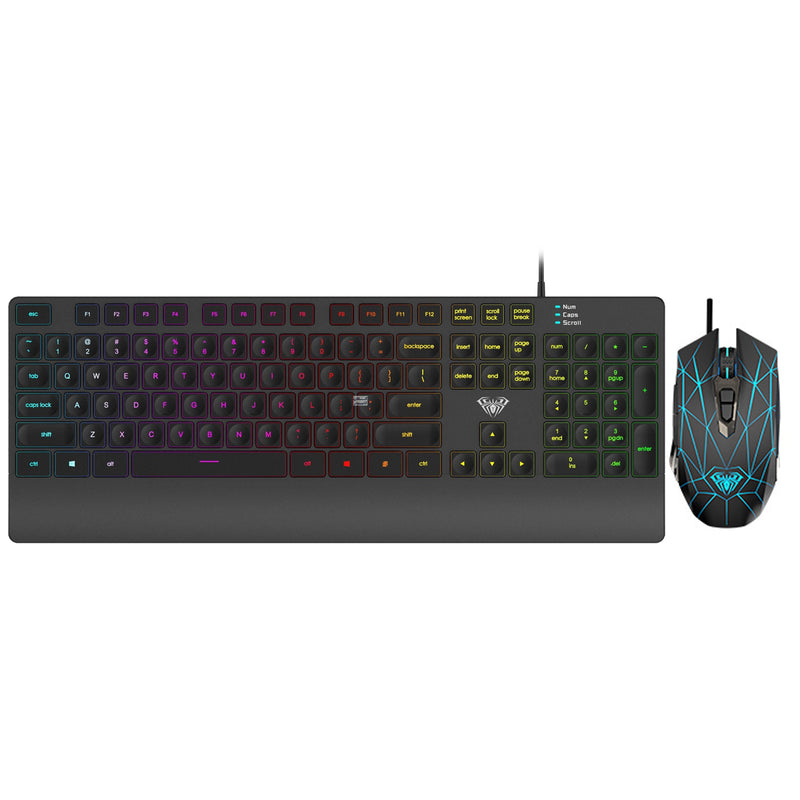 Aula Wind T201 Wired Membrane Gaming Keyboard & Mouse Combo (Black)