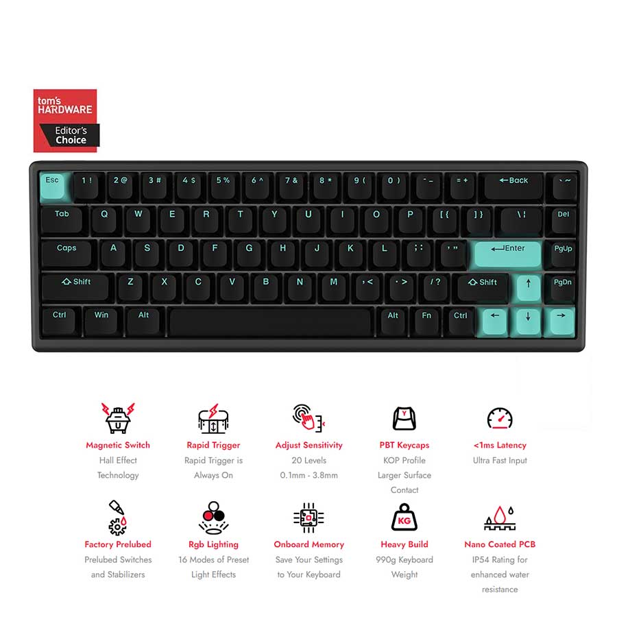 Arbiter Studio Polar 65 Magnetic Gaming Keyboard (Mint Abyss)