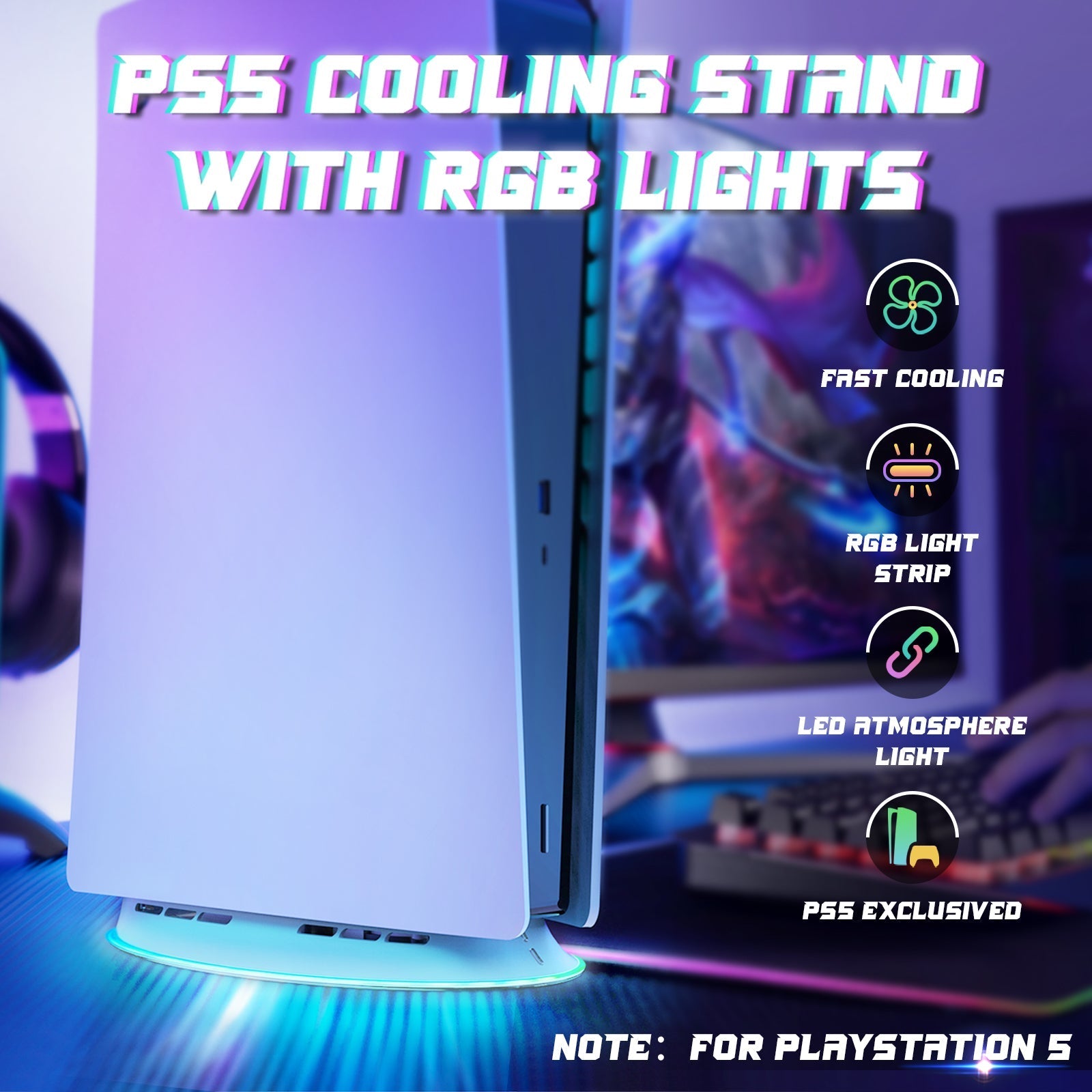 IINE Cooling Fan Light Dock Set For PS5 (L734)