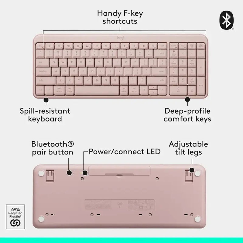 Logitech MK250 Compact Wireless Mouse and Keyboard (Rose) (920-013561)