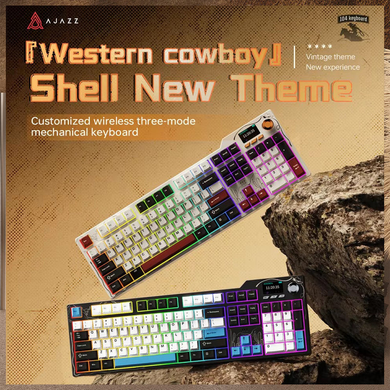 Ajazz AK35I V4 RGB Tri-Mode 100% 104-Keys Gasket-mounted Hot-Swappable Mechanical Keyboard