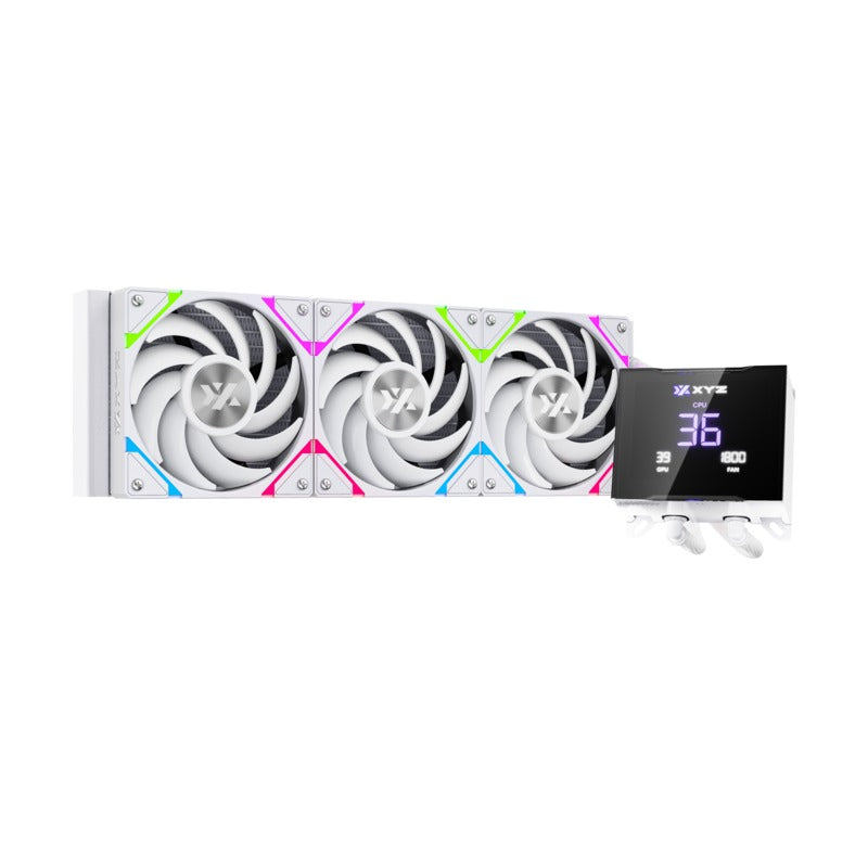 XYZ HydroTemp 360 ARGB Liquid Cooler with Temperature Display (Black, White)