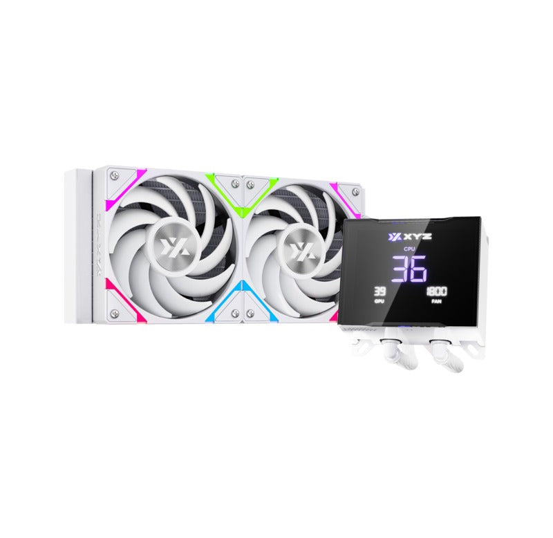 XYZ HydroTemp 240 ARGB Liquid Cooler with Temperature Display (Black, White)