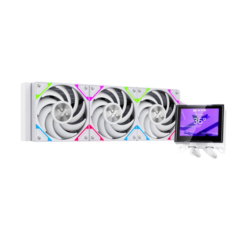 XYZ HydroView AIO 360 ARGB Liquid Cooler with Temperature Display (Black, White)