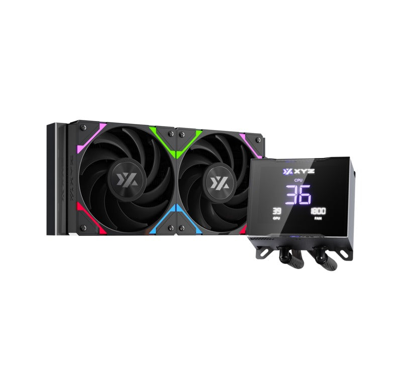 XYZ HydroTemp 240 ARGB Liquid Cooler with Temperature Display (Black, White)