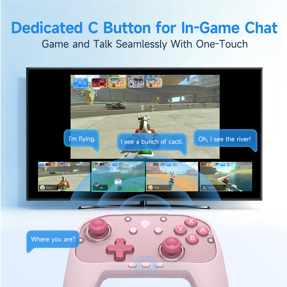 EasySMX S10 Lite Gaming Controller with Hall Effect Microswitch 9-Axis Precision for Nintendo Switch 2/PC/SteamDeck/iOS/Android (Black, Blue, Pink)