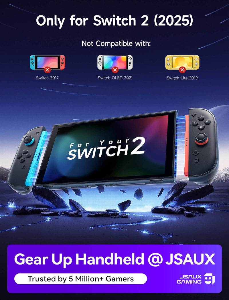 JSAUX Split Transparent Ergonomic Protective Case for Nintendo Switch 2