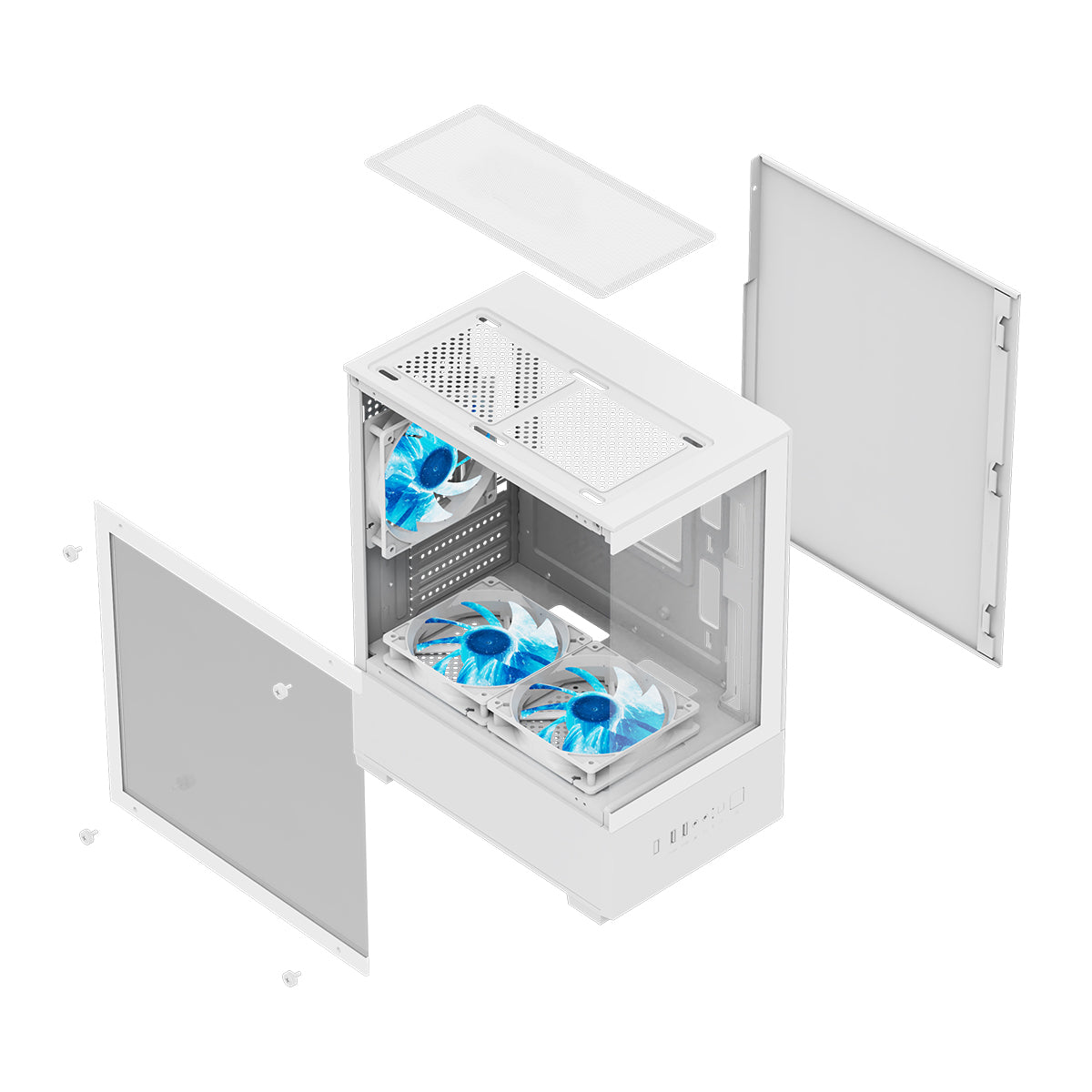 Aigo C196M Standard M-ATX Chassis Tempered Glass Side Panel with 3xCL12 Fans PC Case