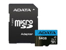 ADATA Premier 64GB MicroSDHC UHS-I Class 10 V10 A1 Memory Card With Adapter (AUSDX64GUICL10A1-RA1)