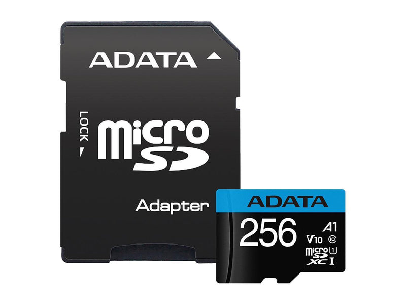 ADATA Premier 256GB MicroSDHC UHS-I Class 10 V10 A1 Memory Card With Adapter (AUSDX256GUICL10A1-RA1)