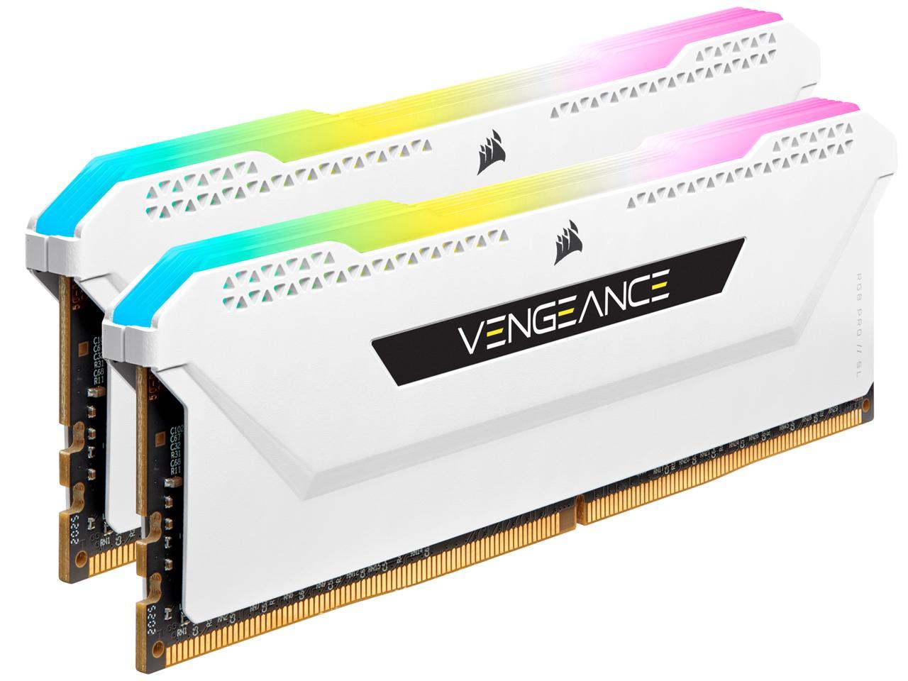 Corsair Vengeance RGB Pro SL 32GB (2x16GB) DDR4 DRAM 3600MHz C18 Memory Kit  White (CMH32GX4M2D3600C18W)