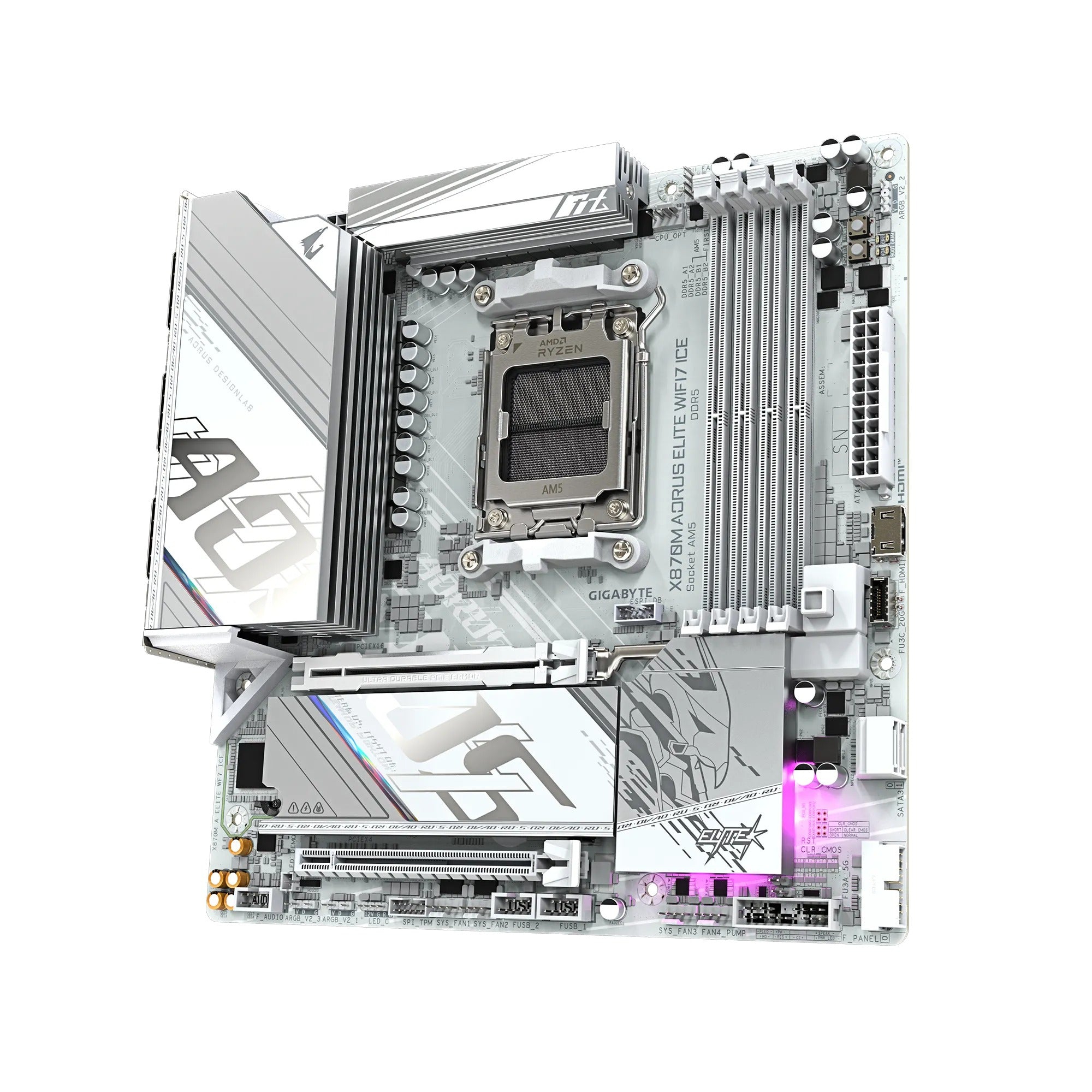 Gigabyte X870M Aorus Elite WiFi7 Ice DDR5 AMD Gaming Motherboard