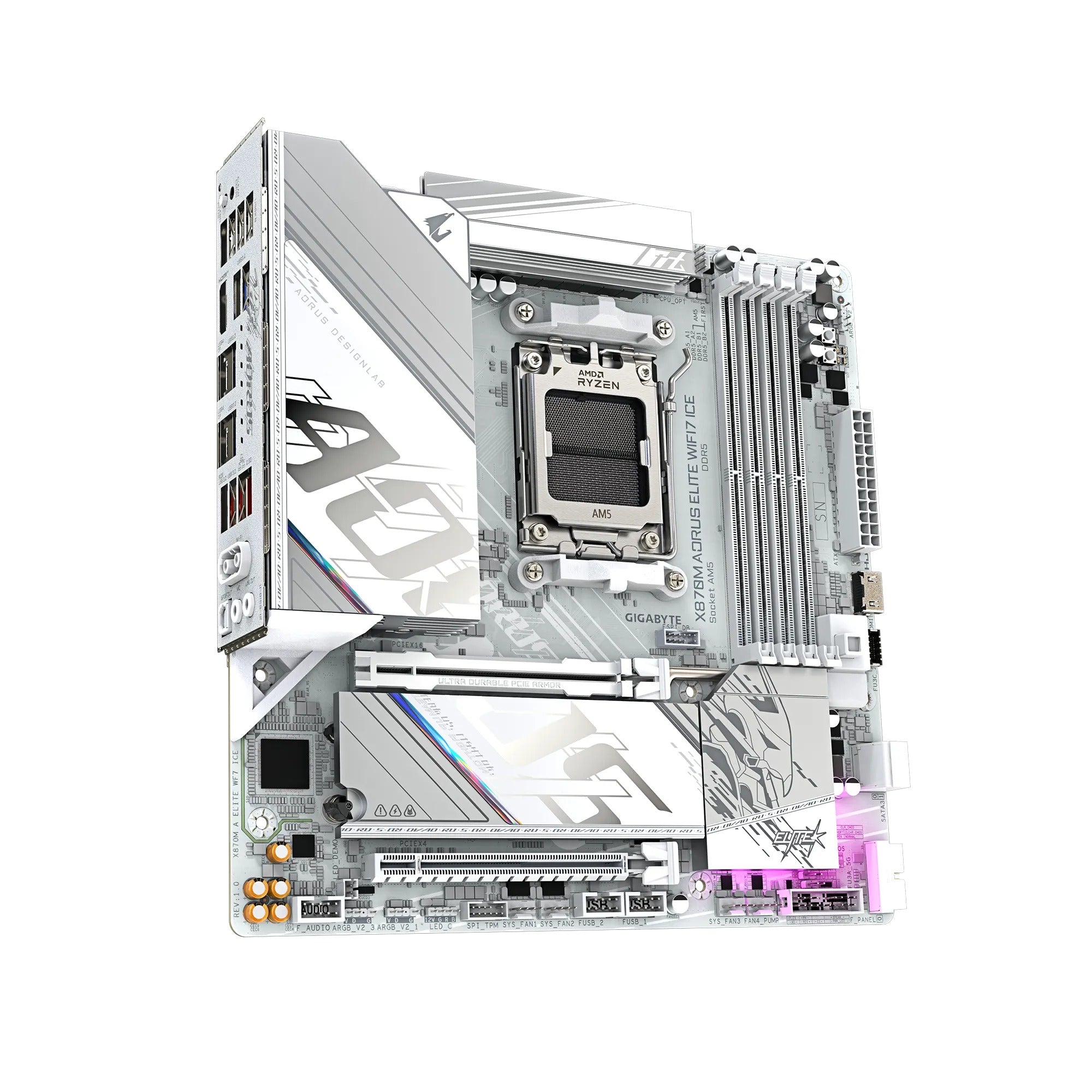 Gigabyte X870M Aorus Elite WiFi7 Ice DDR5 AMD Gaming Motherboard