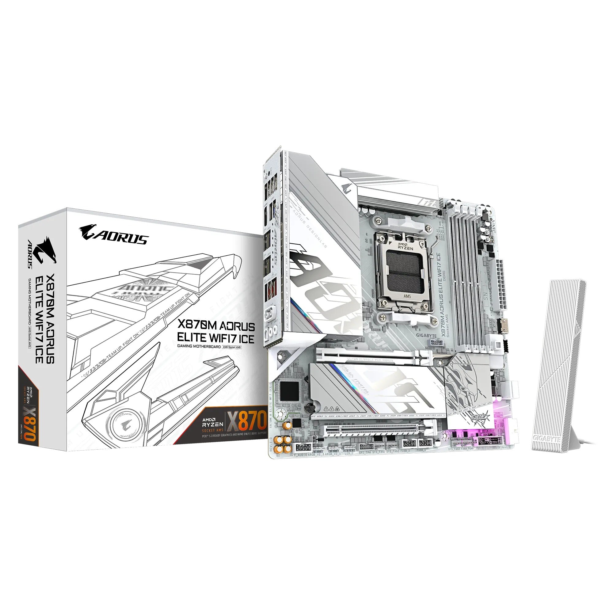 Gigabyte X870M Aorus Elite WiFi7 Ice DDR5 AMD Gaming Motherboard