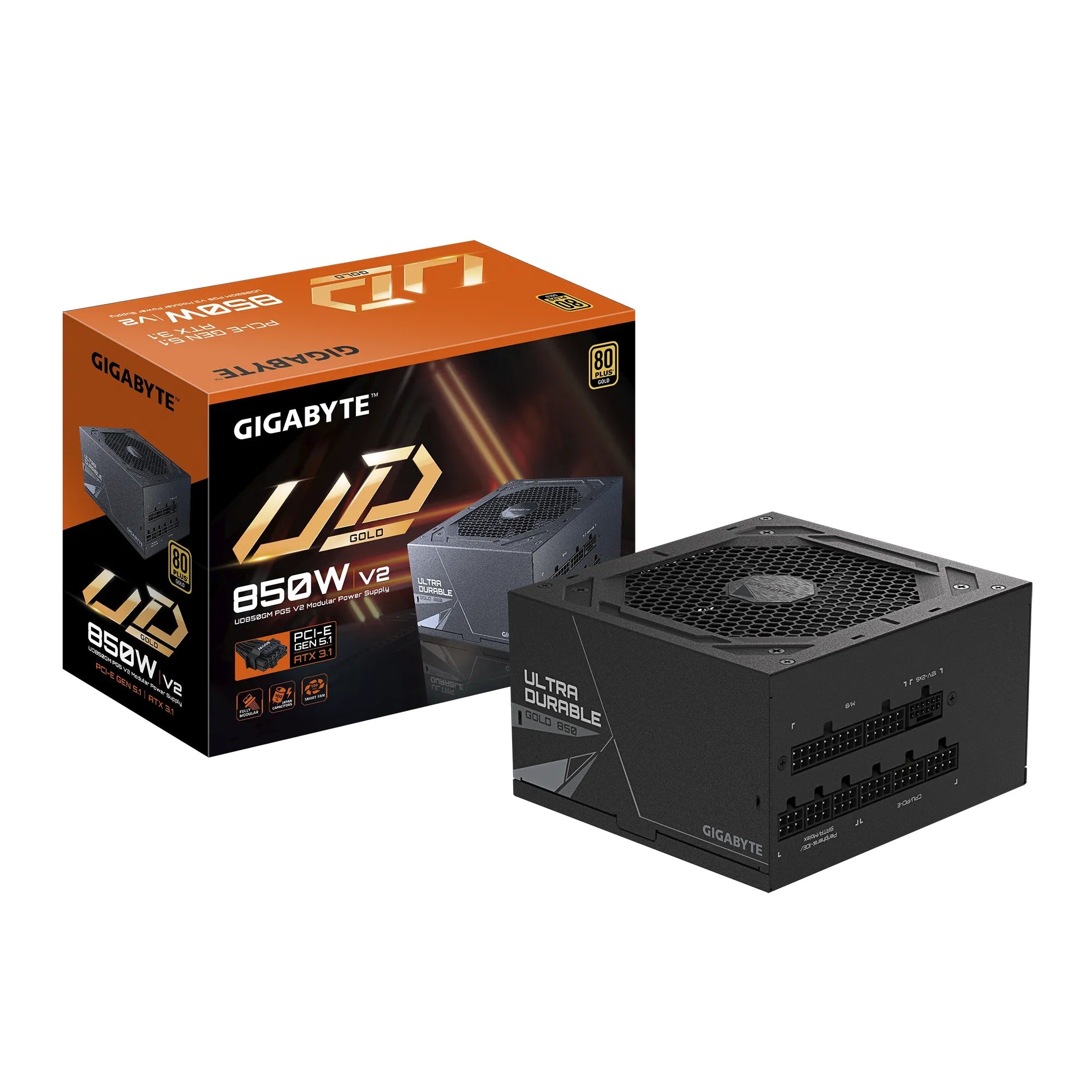 Gigabyte UD850GM PG5 V2 850W ATX 3.1 PCIe Gen 5.1 80+ Gold Modular Power Supply
