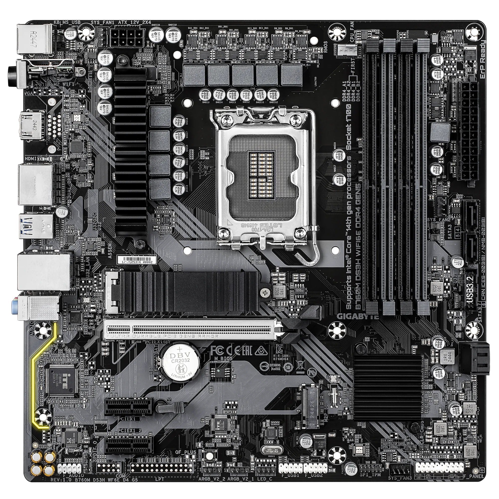 Gigabyte B760M DS3H WIFI6E DDR4 Gen5 Ultra Durable Motherboard