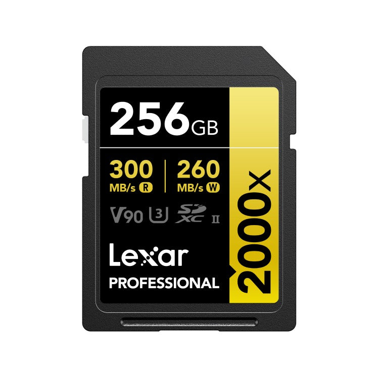 Lexar Professional 2000x 256GB SDXC UHS-II C10 U3 V90 300MB/s Read 260MB/s Write SD Card GOLD Series (LSD2000256G-BNNNG)