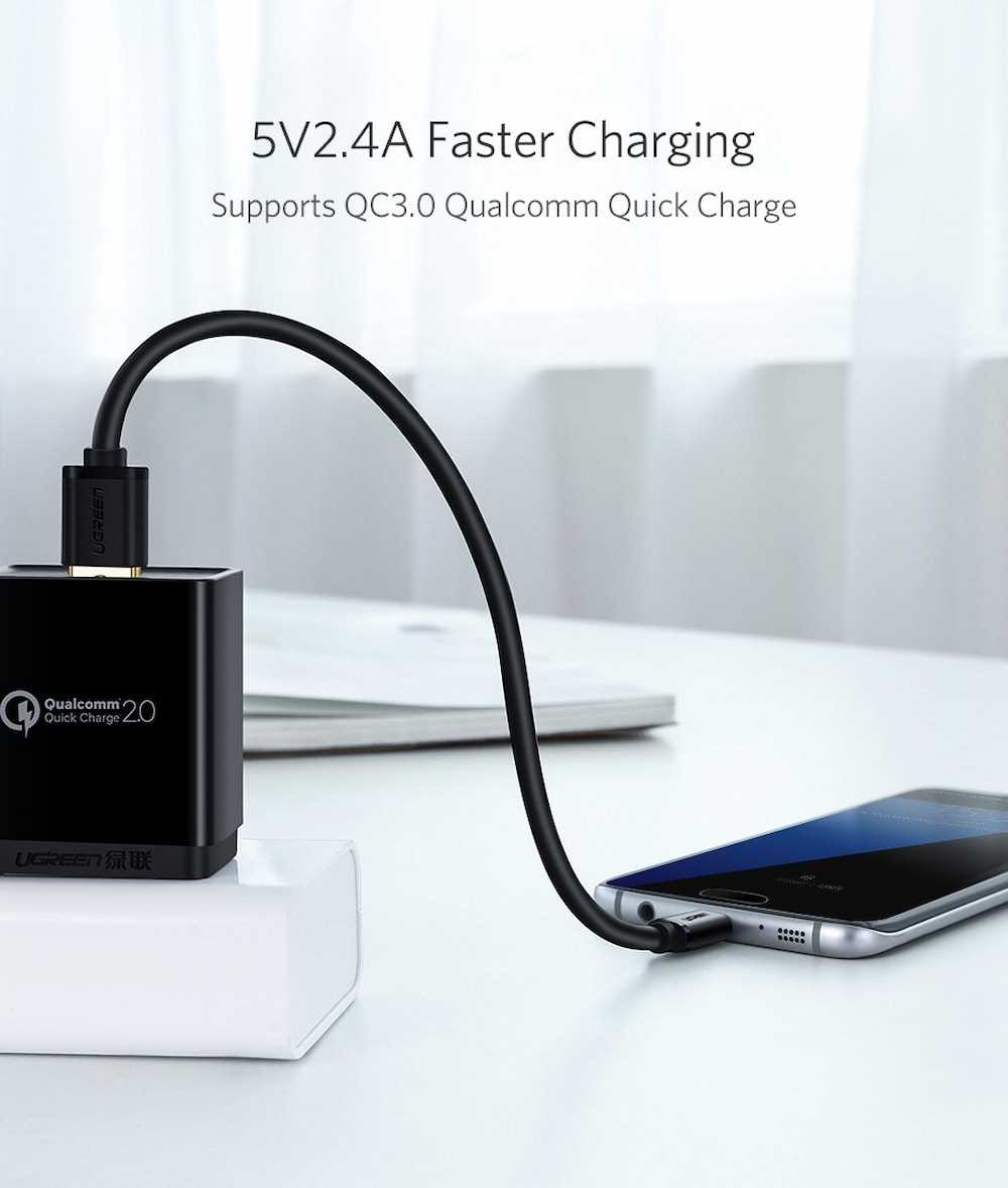 UGreen Micro USB Male To USB 2.0 A Male Cable - 2M (Black) (US289/60138) | DataBlitz
