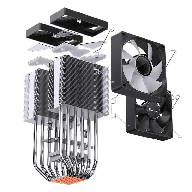 Jonsbo CR-1400 DV2 ARGB Silent Series 90MM Dual-Fan / Dual-Tower CPU Cooler (Black)