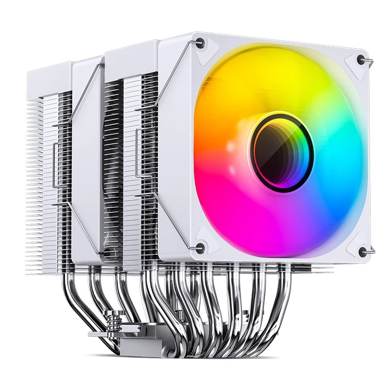 Jonsbo CR-1400 DV2 ARGB Silent Series 90MM Dual-Fan / Dual-Tower CPU Cooler (White)