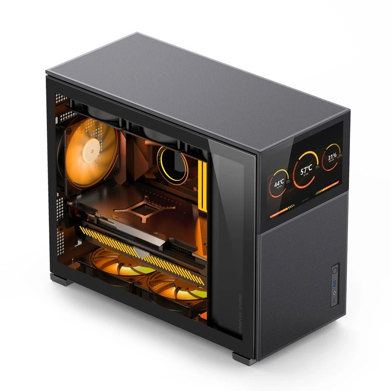 Jonsbo D31 Mesh M-ATX Computer Case (Black, White) + Jonsbo DS8 8" Display Secondary Screen (Black, White)