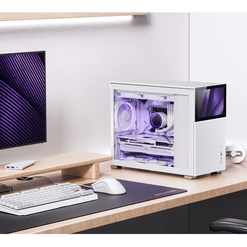 Jonsbo D31 Mesh M-ATX Computer Case (Black, White) + Jonsbo DS8 8" Display Secondary Screen (Black, White)