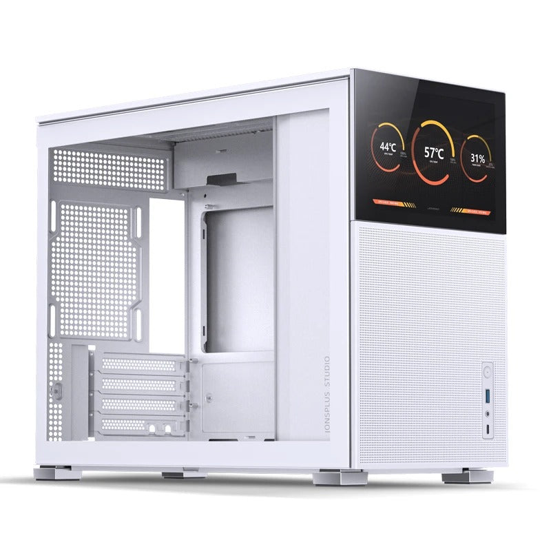Jonsbo D31 Mesh M-ATX Computer Case (Black, White) + Jonsbo DS8 8" Display Secondary Screen (Black, White)