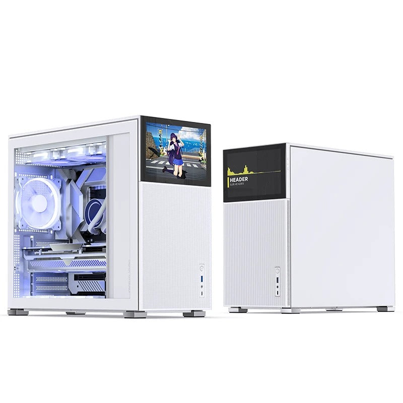 Jonsbo D41 Mesh ATX Computer Case (Black, White) + Jonsbo DS8 8" Display Secondary Screen 