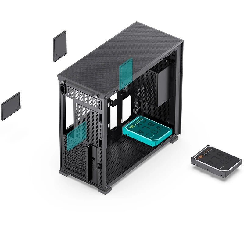 Jonsbo D41 Mesh ATX Computer Case (Black, White) + Jonsbo DS8 8" Display Secondary Screen 
