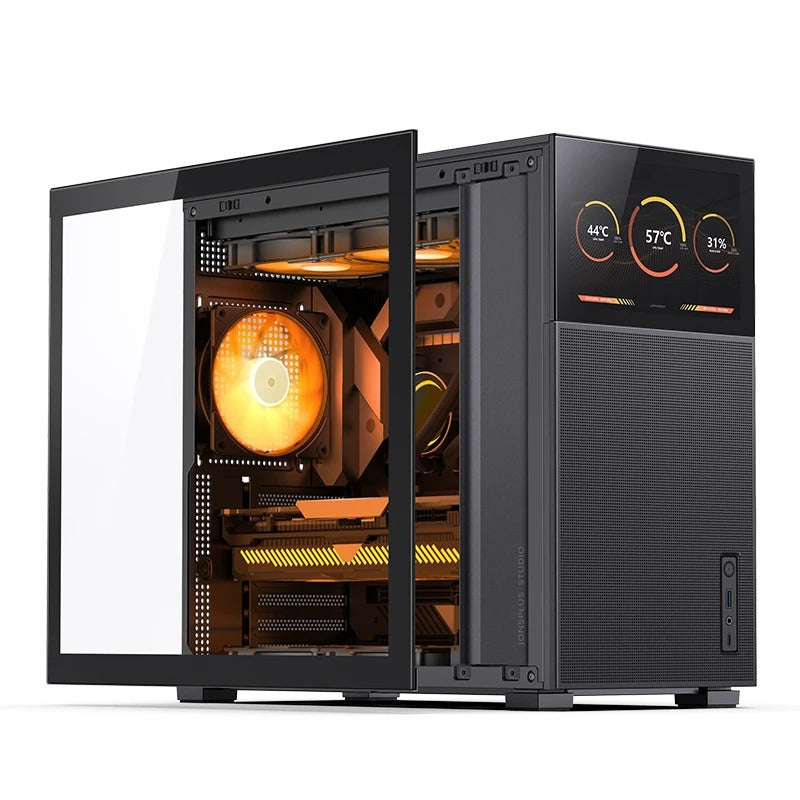 Jonsbo D41 Mesh ATX Computer Case (Black, White) + Jonsbo DS8 8" Display Secondary Screen 