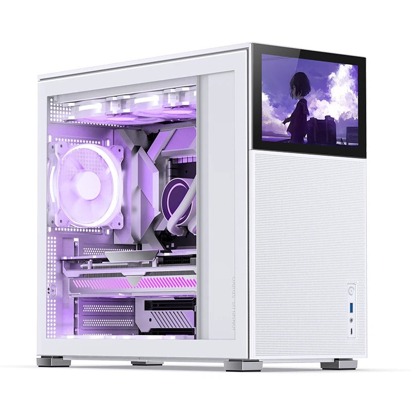 Jonsbo D41 Mesh ATX Computer Case (Black, White) + Jonsbo DS8 8" Display Secondary Screen 