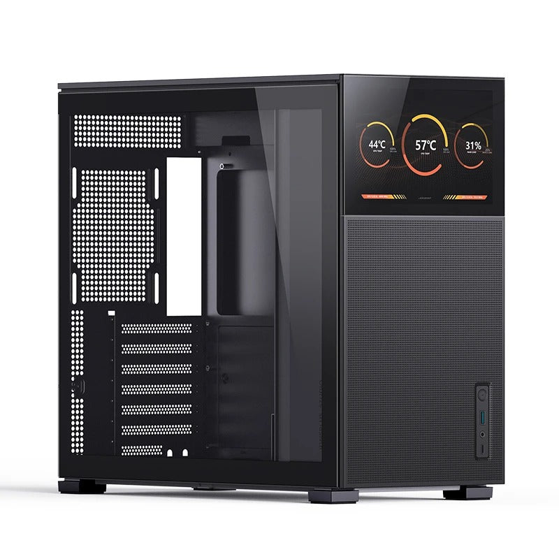 Jonsbo D41 Mesh ATX Computer Case (Black, White) + Jonsbo DS8 8" Display Secondary Screen 