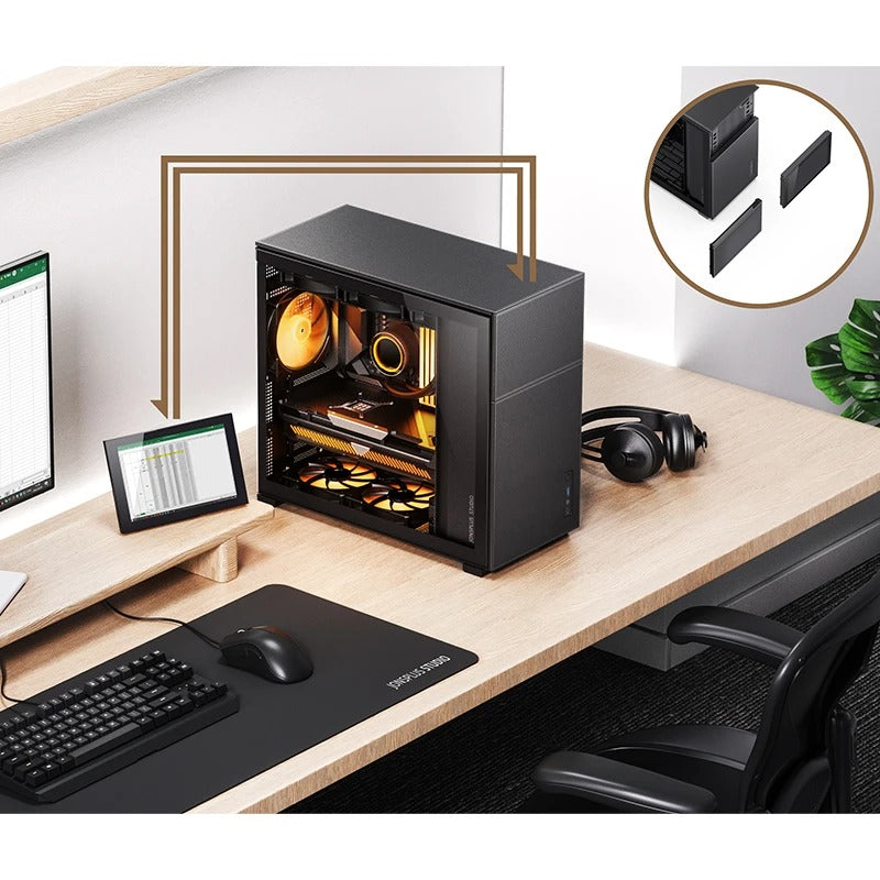 Jonsbo D41 Mesh ATX Computer Case (Black, White) + Jonsbo DS8 8" Display Secondary Screen 