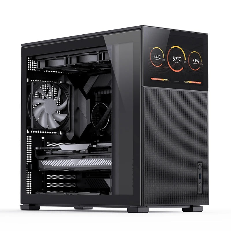 Jonsbo D41 Mesh ATX Computer Case (Black, White) + Jonsbo DS8 8" Display Secondary Screen 