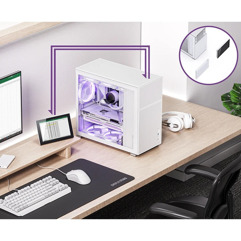 Jonsbo D41 Mesh ATX Computer Case (Black, White) + Jonsbo DS8 8" Display Secondary Screen 