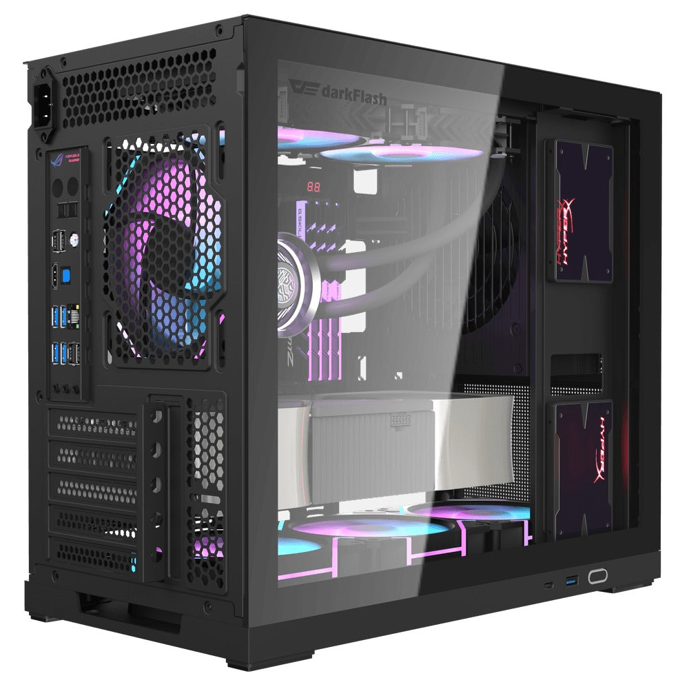 DarkFlash DS210 Luxury M-ATX Tempered Glass Side Panel PC Case