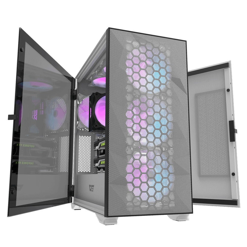 Darkflash DLX21 Mesh EATX PC Case (Black, White)
