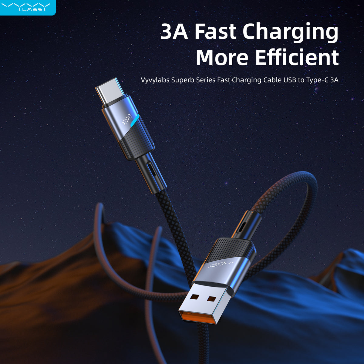 Vyvylabs Superb Series Fast Charging Cable USB to Type-C 3A