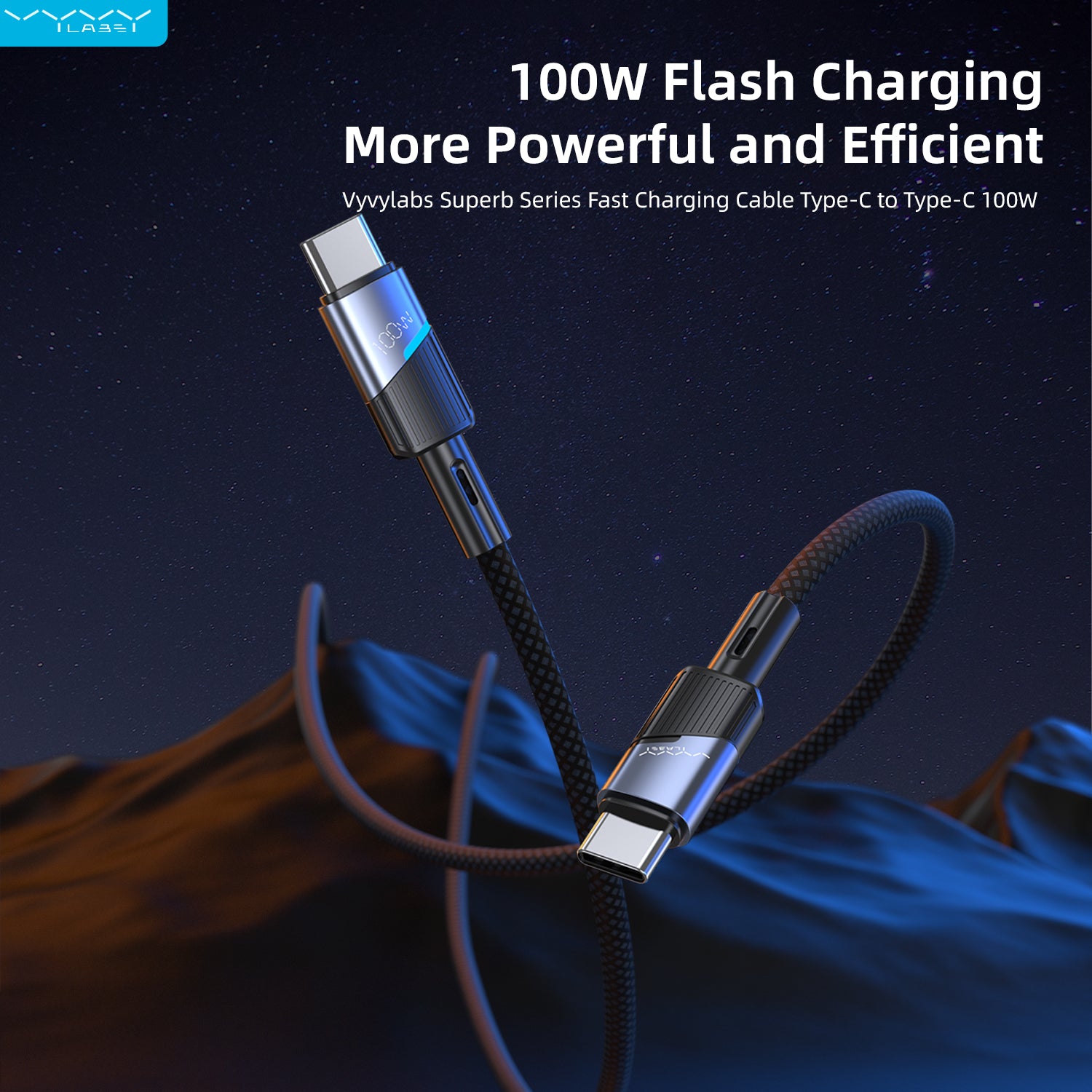 Vyvylabs Superb Series Fast Charging Cable Type-C to Type-C 100W