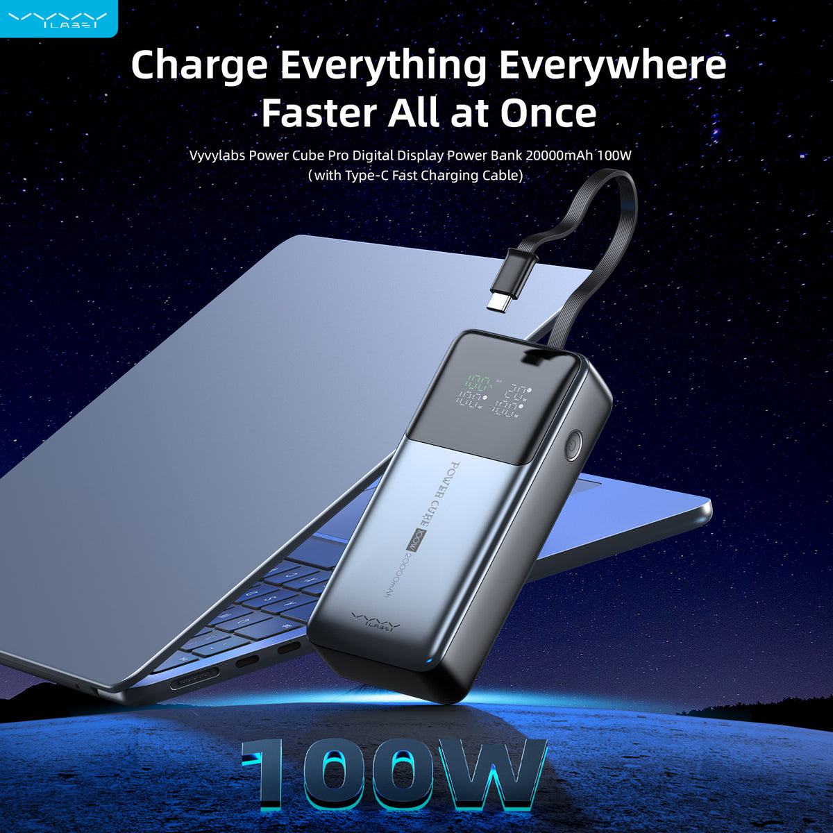 Vyvylabs Power Cube Pro Digital Display Power Bank