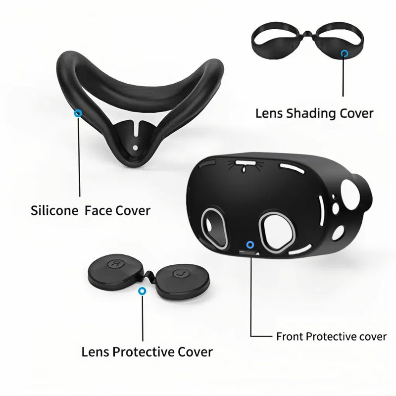 Transnovo RP4 4-in-1 VR Silicon Cover Set for Meta Quest 3S (Black)